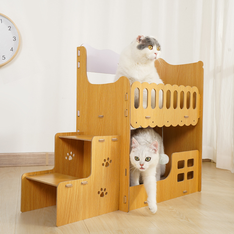 Drvena pločica za grebanje mačaka s integriranim gnijezdom – za mačke, Meow Fairy marka, podrijetlo Jiangsu