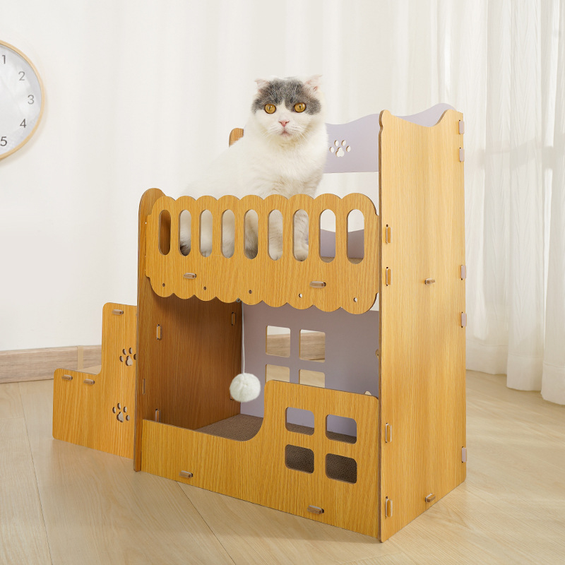 Drvena pločica za grebanje mačaka s integriranim gnijezdom – za mačke, Meow Fairy marka, podrijetlo Jiangsu