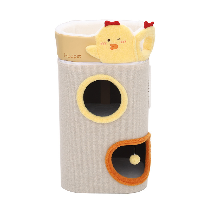 Котешка катерушка с интегрирано гнездо, три нива, полиестер/PP памук, не е внос, сладък стил