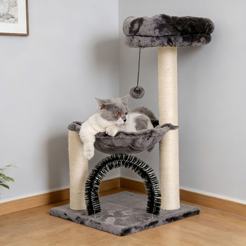 Fából készült macska mászótorony integrált helytakarékos dizájnnal, MH52, egyszerű stílus