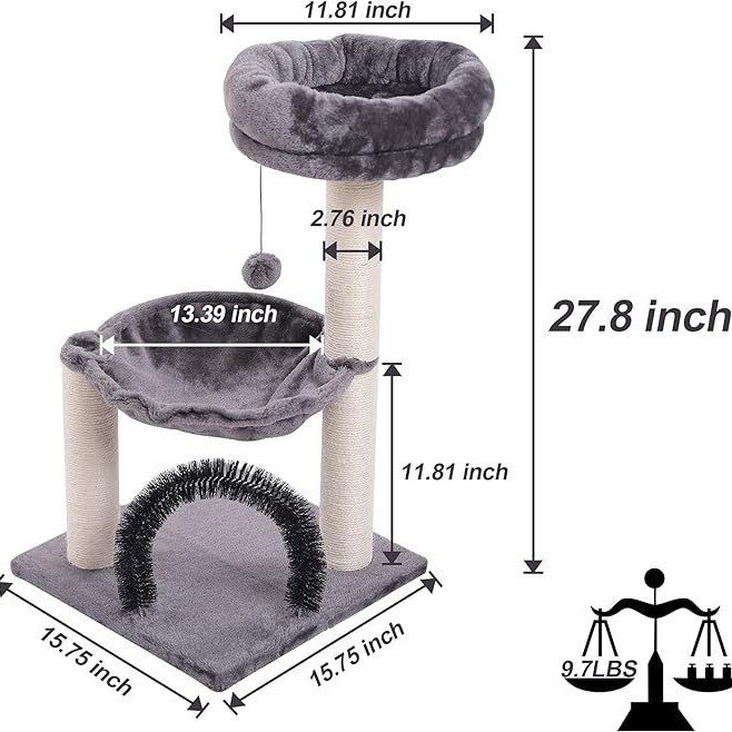 Fából készült macska mászótorony integrált helytakarékos dizájnnal, MH52, egyszerű stílus