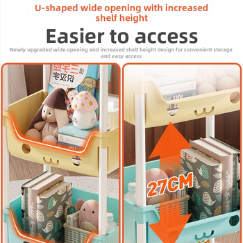 Petoslojni plastični mobilni regal za skladištenje, s kotačićima, višestruka namjena