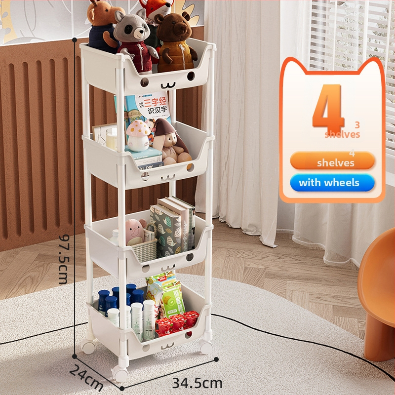 Petoslojni plastični mobilni regal za skladištenje, s kotačićima, višestruka namjena