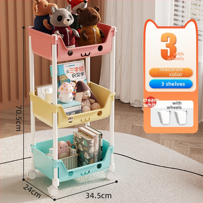 Petoslojni plastični mobilni regal za skladištenje, s kotačićima, višestruka namjena