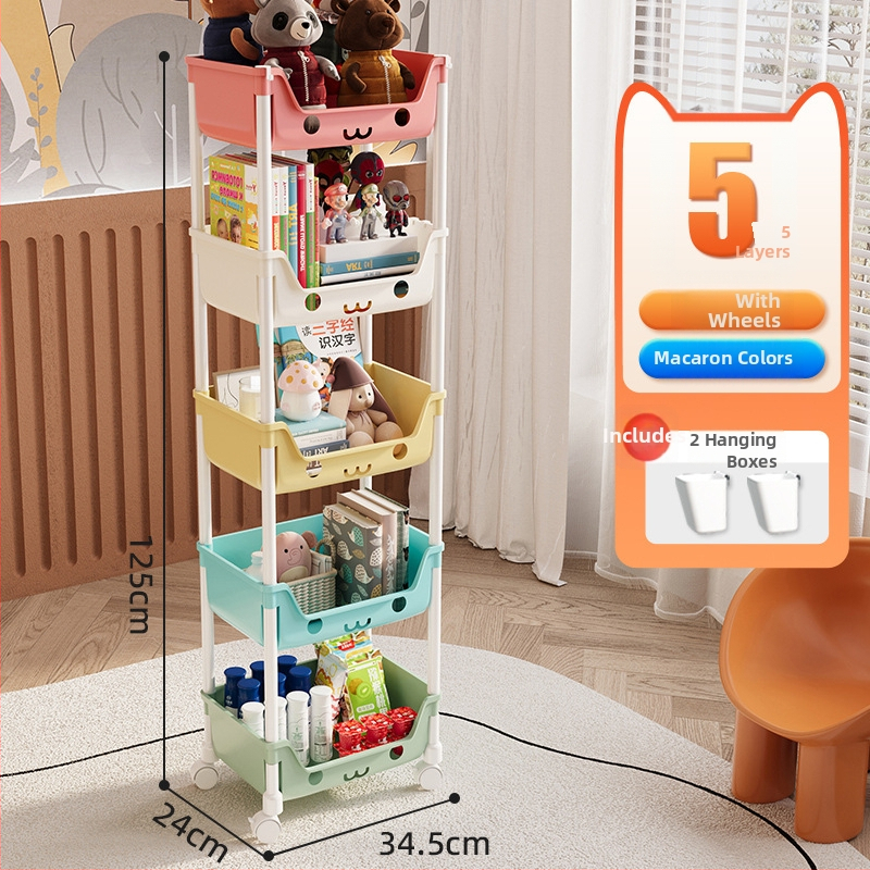 Petoslojni plastični mobilni regal za skladištenje, s kotačićima, višestruka namjena