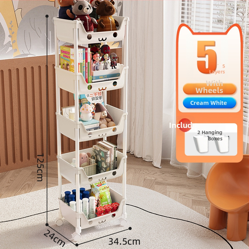 Petoslojni plastični mobilni regal za skladištenje, s kotačićima, višestruka namjena