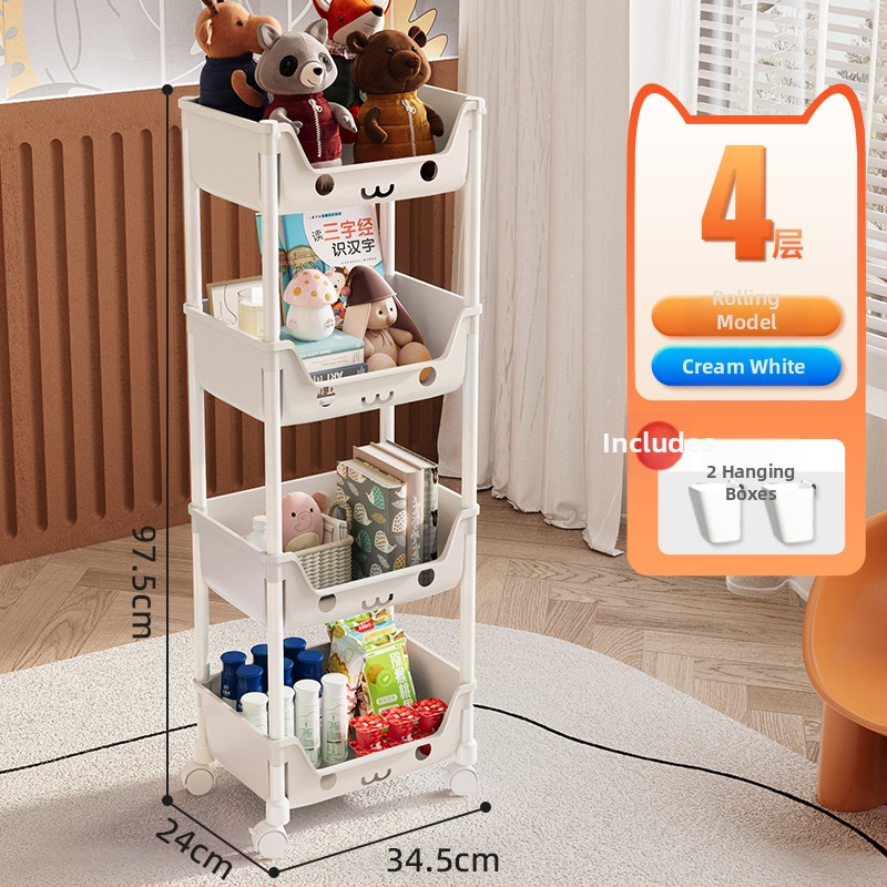 Petoslojni plastični mobilni regal za skladištenje, s kotačićima, višestruka namjena