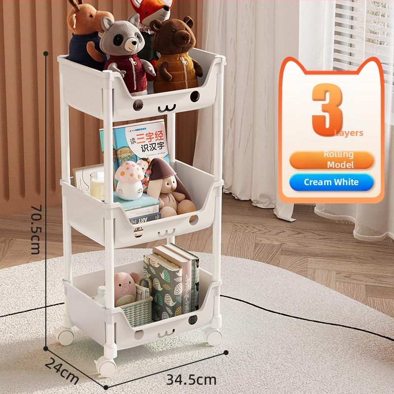 Petoslojni plastični mobilni regal za skladištenje, s kotačićima, višestruka namjena