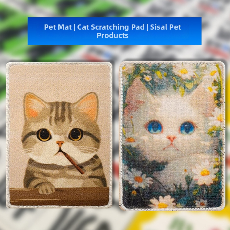 Sizál macska kaparó tábla – falra szerelhető, testreszabható nyomtatás, aranyos stílus