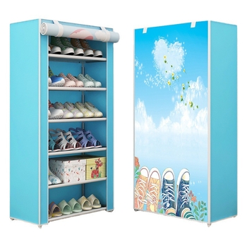 5-επίπεδη μεταλλική εταζέρα παπουτσιών με προστασία από σκόνη και αποθήκευση από μη υφαντό ύφασμα, μοντέρνο μινιμαλιστικό στυλ