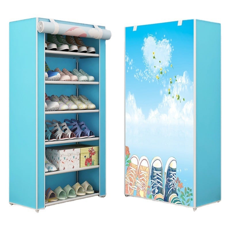 5-επίπεδη μεταλλική εταζέρα παπουτσιών με προστασία από σκόνη και αποθήκευση από μη υφαντό ύφασμα, μοντέρνο μινιμαλιστικό στυλ