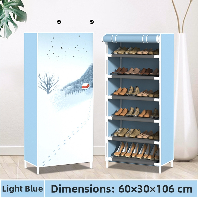 5-podlažná kovová polica na topánky s prachotesnou netkanou textíliou na skladovanie, moderný minimalistický štýl