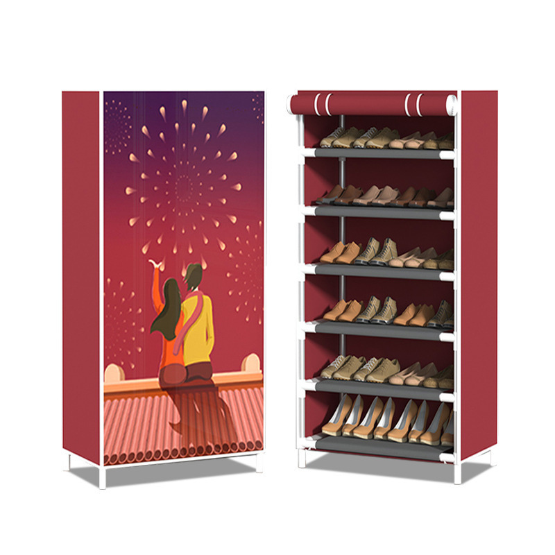 5-επίπεδη μεταλλική εταζέρα παπουτσιών με προστασία από σκόνη και αποθήκευση από μη υφαντό ύφασμα, μοντέρνο μινιμαλιστικό στυλ