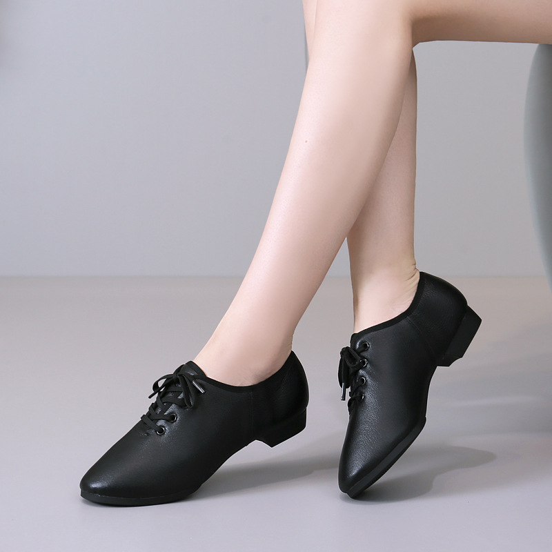 Pantofi de dans pentru femei, din piele naturală, talpă din cauciuc, grosime standard, Purple Rice Snow