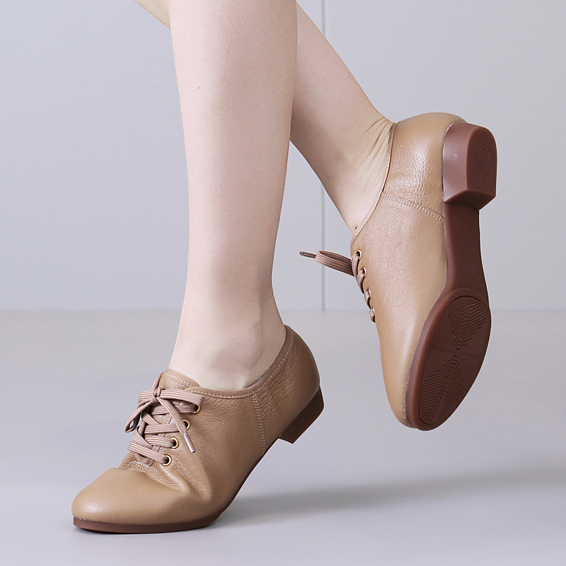 Pantofi de dans pentru femei, din piele naturală, talpă din cauciuc, grosime standard, Purple Rice Snow