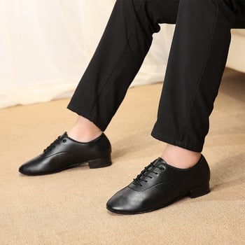 Pantofi de dans pentru bărbați, moderni – pentru vals și dans pătrat; partea superioară din piele sintetică; talpă PU; respirabili, ușori, rezistenți la abraziune