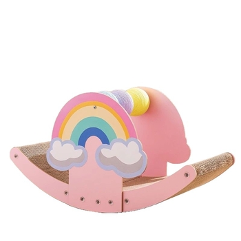 Structură de cățărare pentru pisici, All-in-One, cu placă de zgâriere, cuib și scaun leagăn — stil Prințesă, în picioare, material hârtie, model MM-216+