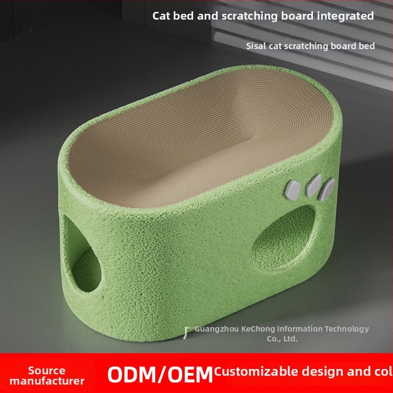 Macska kaparó tábla és ágy kombináció, szizálból, szálak hullása nélkül, kettős rétegű macskás ágy, tömörített szizál