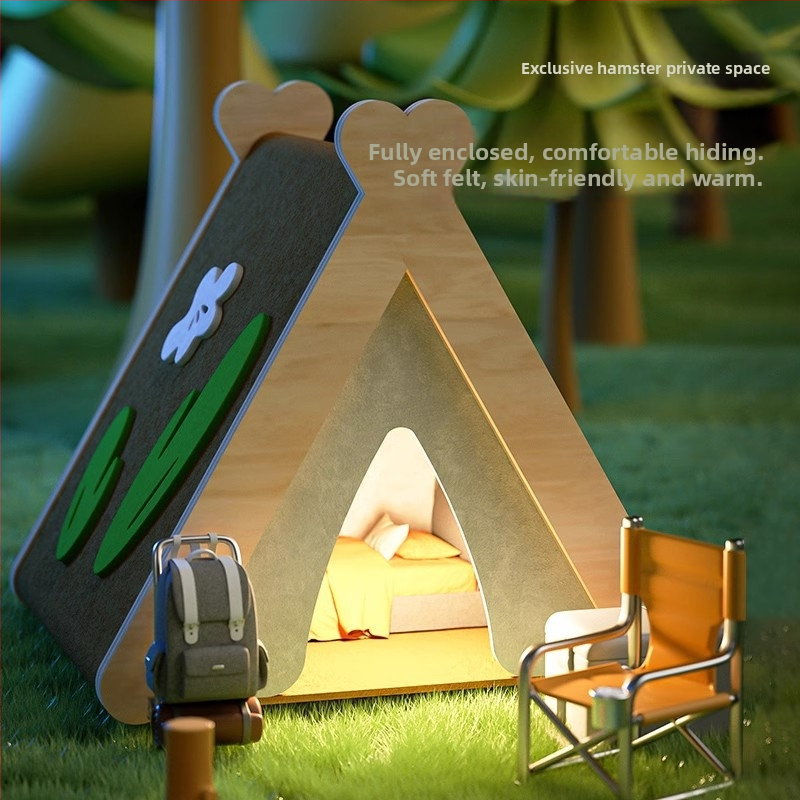 Fából készült meleg hörcsögfészek sátor őszre és télre