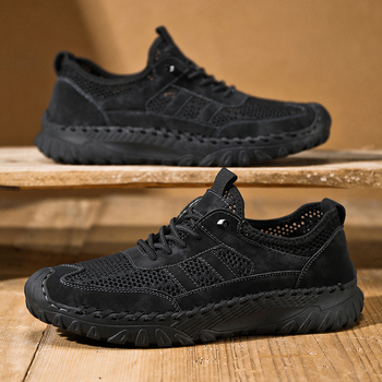 Férfi hálószandál kültéri használatra: felsőrész szuper rostból, gumitalp, elülső kötőfűző, lélegző, vízálló, csúszásmentes