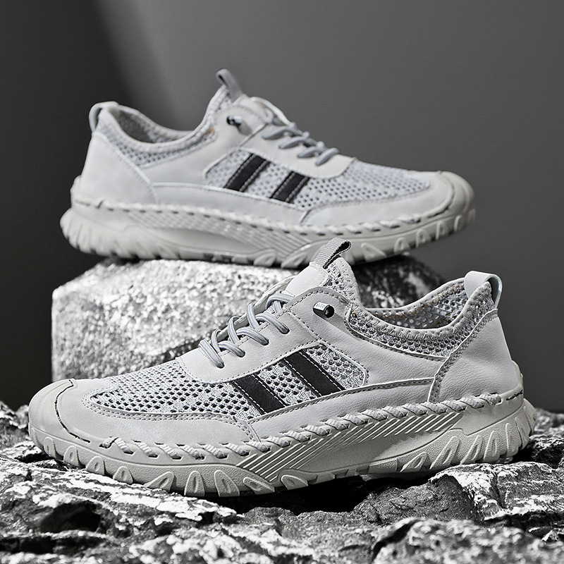 Férfi hálószandál kültéri használatra: felsőrész szuper rostból, gumitalp, elülső kötőfűző, lélegző, vízálló, csúszásmentes