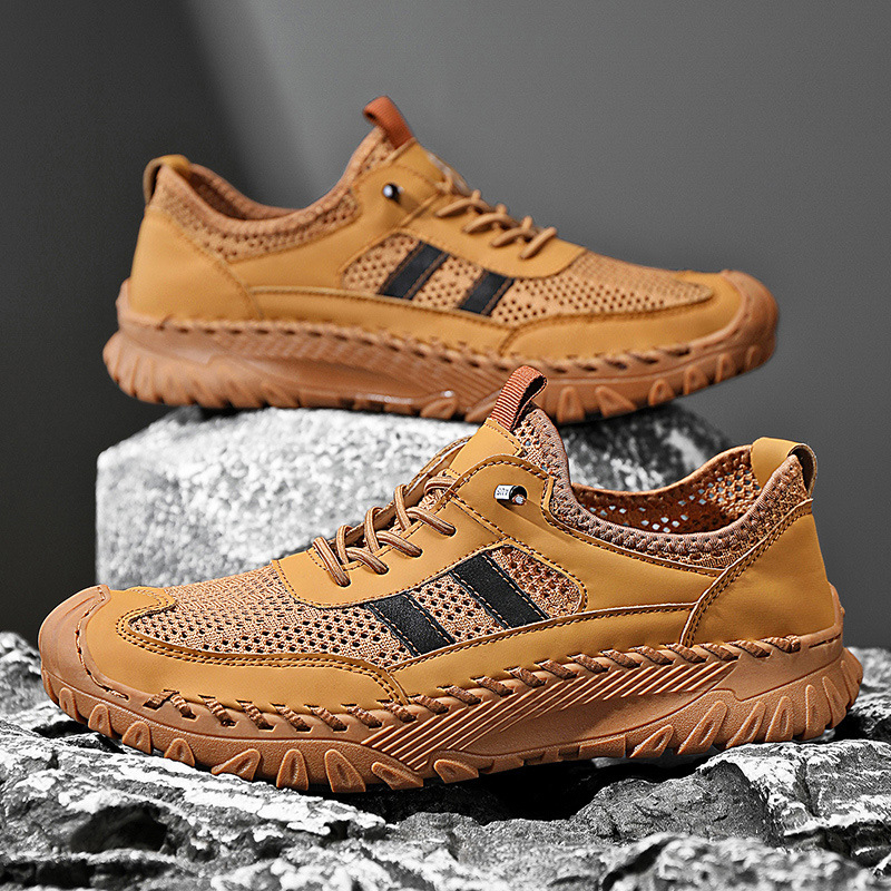 Férfi hálószandál kültéri használatra: felsőrész szuper rostból, gumitalp, elülső kötőfűző, lélegző, vízálló, csúszásmentes