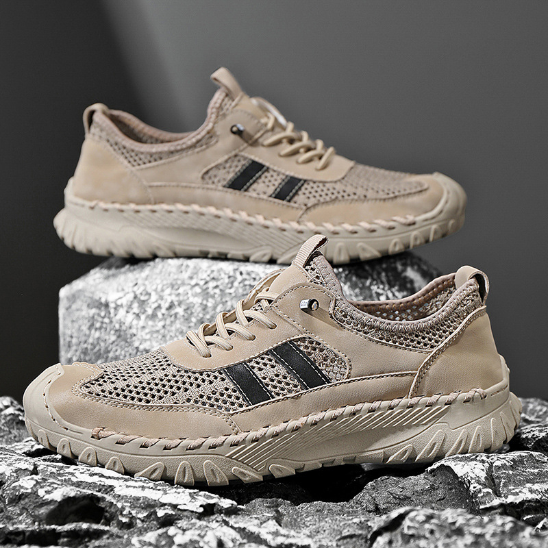 Férfi hálószandál kültéri használatra: felsőrész szuper rostból, gumitalp, elülső kötőfűző, lélegző, vízálló, csúszásmentes