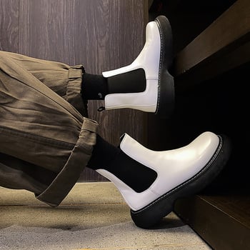 Férfi Martin Chelsea bakancs, krokodilbőr felső rész, boka magasságú szár, slip-on kivitel, gyapjú-shearling bélés, gumitalp