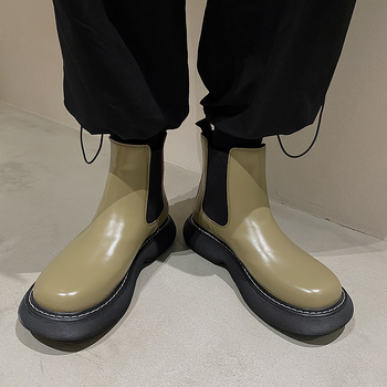 Férfi Martin Chelsea bakancs, krokodilbőr felső rész, boka magasságú szár, slip-on kivitel, gyapjú-shearling bélés, gumitalp