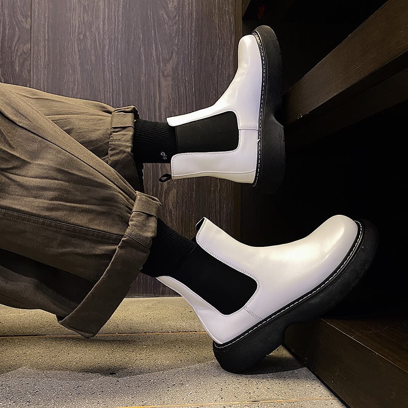 Férfi Martin Chelsea bakancs, krokodilbőr felső rész, boka magasságú szár, slip-on kivitel, gyapjú-shearling bélés, gumitalp