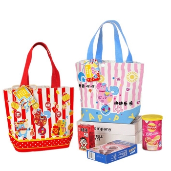 Geantă de cadouri pentru copii din pânză, stil Cartoon; Imprimare logo: Da; În stoc + personalizabilă