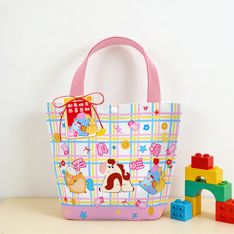 Geantă de cadouri pentru copii din pânză, stil Cartoon; Imprimare logo: Da; În stoc + personalizabilă