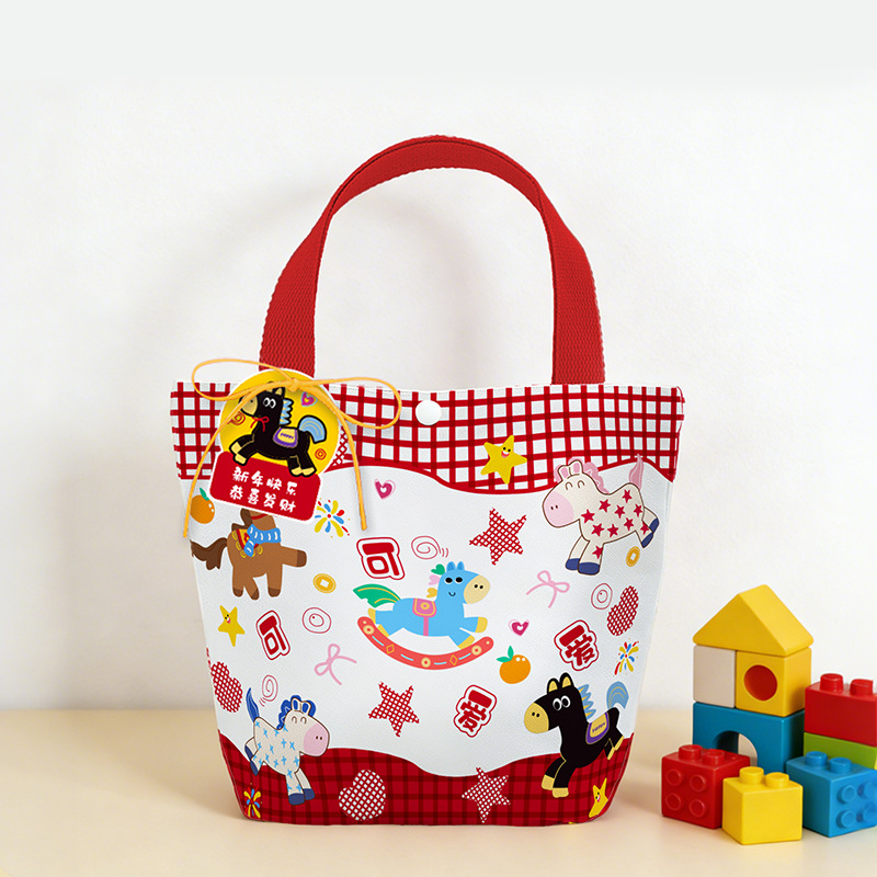 Geantă de cadouri pentru copii din pânză, stil Cartoon; Imprimare logo: Da; În stoc + personalizabilă