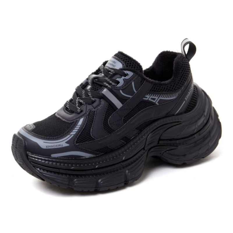 Ženske tenisice Dad Shoes, gornji dio od velura i tkanine, okrugli vrh, visina pete 6–8 cm, ulošak od ovčje vune, prednje vezanje tankom trakicom