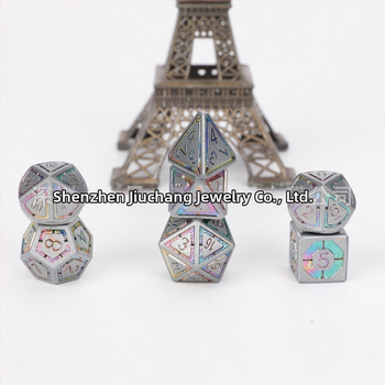 7 darabos fém dobókocka készlet, cink ötvözetből, több oldalú, derékszögű forma, testreszabás elérhető