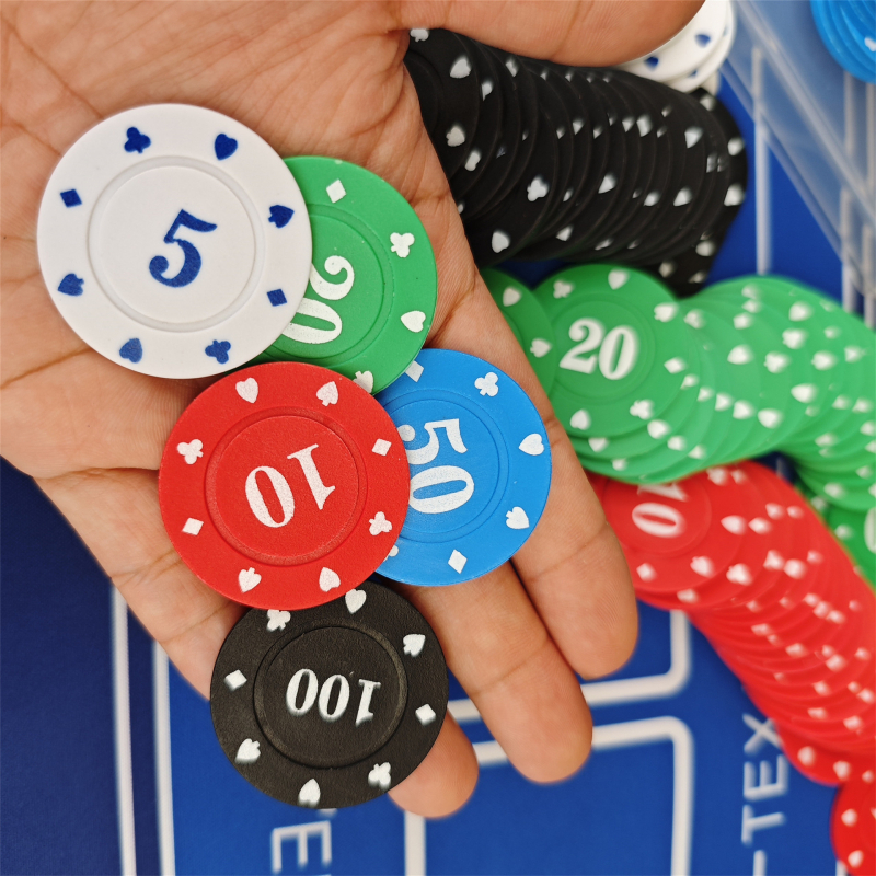 Póker chipkészlet – ABS anyag, 100 darab, kevert minták, 4 g/darab