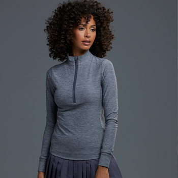 Top din lână Merino pentru femei, cu mâneci lungi, croială Slim-Fit, fermoar jumătate