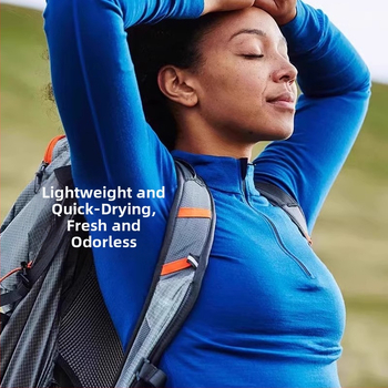 Top din lână Merino pentru femei, cu mâneci lungi, croială Slim-Fit, fermoar jumătate