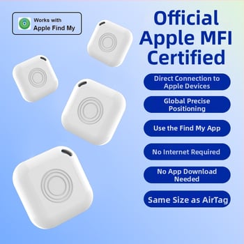 Pametan tracker za sprečavanje gubitka kućnih ljubimaca, kvadratni, s narukvicom za nošenje, FindMy Locator, Apple iOS kompatibilan, bežični domet 10000, baterija 225