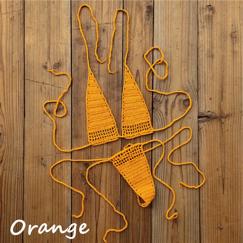 Ručno kukičani bikini set - bez leđa, bez rukava, donji dio u stilu briefs