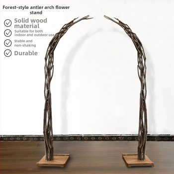 Šumski vanjski svadbeni luk od masivnog drva s dekoracijom od svilenih cvjetova za otvorenu ceremoniju (Broj proizvoda: F986996T7M8588; Materijal: svile cvjetovi; Namjena: vjenčanje; Poklon: osobni poklon)