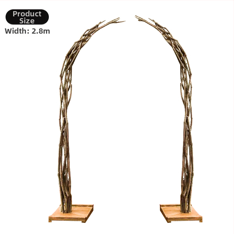 Šumski vanjski svadbeni luk od masivnog drva s dekoracijom od svilenih cvjetova za otvorenu ceremoniju (Broj proizvoda: F986996T7M8588; Materijal: svile cvjetovi; Namjena: vjenčanje; Poklon: osobni poklon)