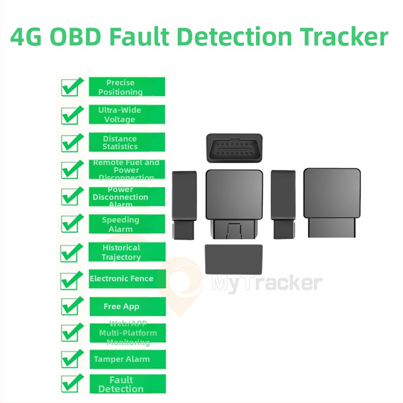 SW-C005 OBD GPS nyomkövető autókhoz, 4G/LTE, GPS-pontosság 5–15 m, tápellátás OBD interfészen keresztül, riasztási módok: rezgés, áramszünet, geofence, túllépés sebesség