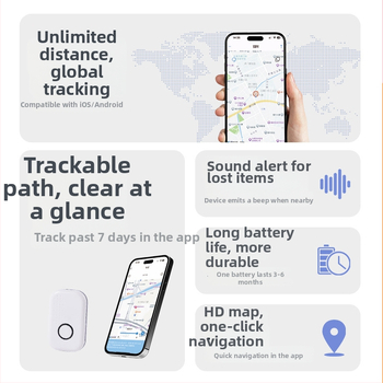 Dvosustavni locator za kućne ljubimce (Android i iOS) — Bluetooth 5.0, domet ~20 m, ABS materijal, lanac za ključeve, model T1