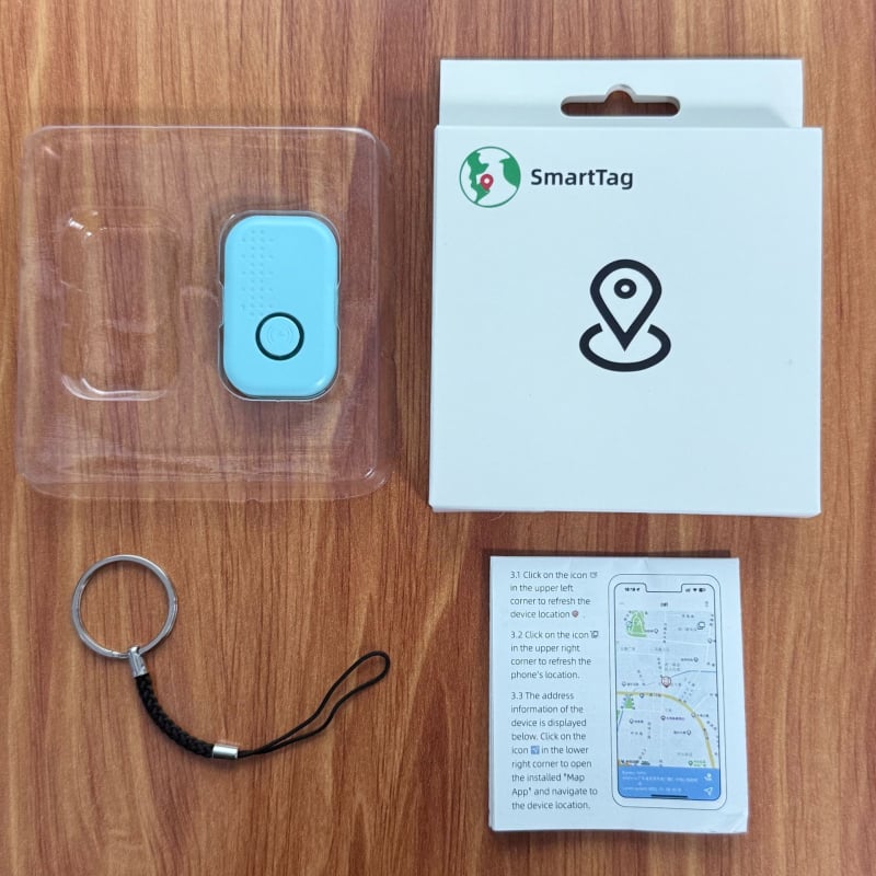 Dvosustavni locator za kućne ljubimce (Android i iOS) — Bluetooth 5.0, domet ~20 m, ABS materijal, lanac za ključeve, model T1