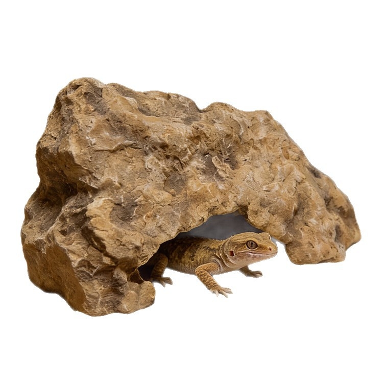 Platformă de expunere la soare a țestoaselor cu scară de cățărare și adăpost ascuns — piatră de peisaj pentru acvariu, model HCW41050, brand Pet Large Strip