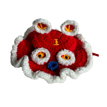 Šešir za kućne ljubimce (mačke i psa) - ručno pleteni pamukasti šešir s šarenim mrežastim uzorkom i vezom, pogodan za sva godišnja doba, kineski stil