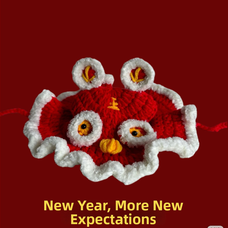 Šešir za kućne ljubimce (mačke i psa) - ručno pleteni pamukasti šešir s šarenim mrežastim uzorkom i vezom, pogodan za sva godišnja doba, kineski stil