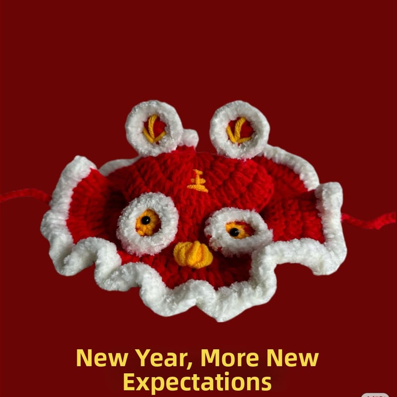 Šešir za kućne ljubimce (mačke i psa) - ručno pleteni pamukasti šešir s šarenim mrežastim uzorkom i vezom, pogodan za sva godišnja doba, kineski stil