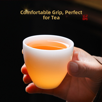 Ceașcă de ceai din porțelan, lucrată manual, stil chinezesc nou, marca Carved Jade Porcelain, pentru uz personal